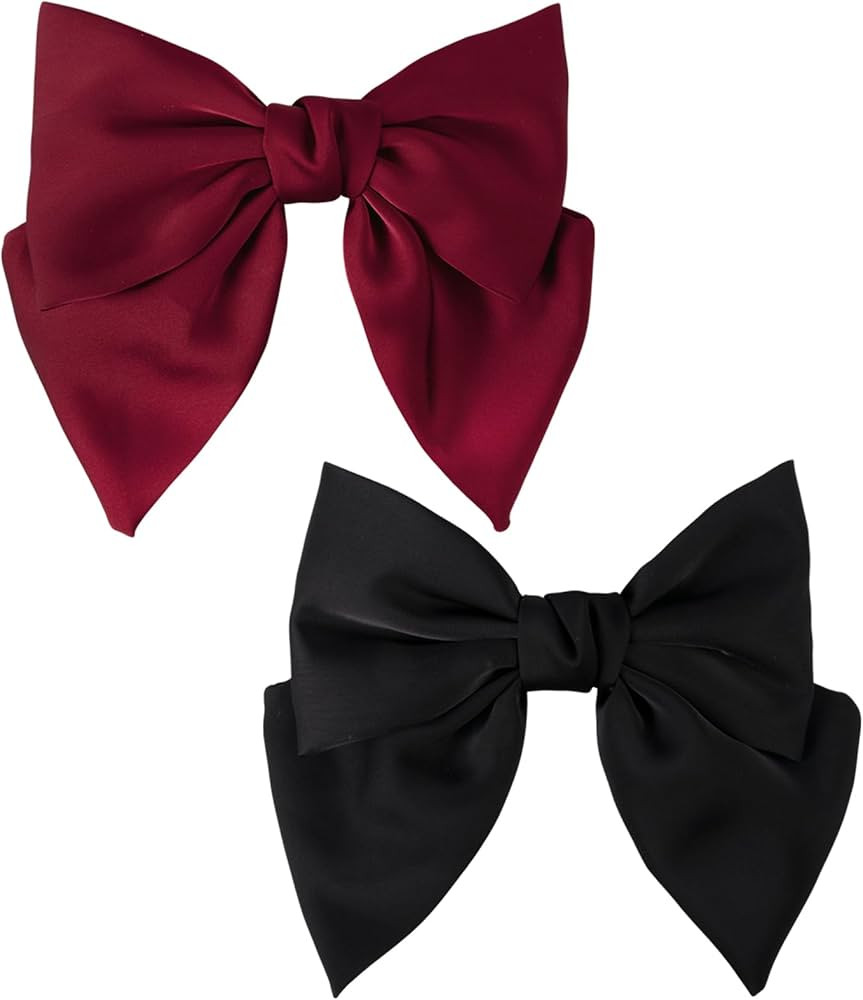 Dalababa Bow Hair Clips, 2 Pcs Large Hair Bows Silky Satin Ribbon Hair Barrettes, French Bowknot ... | Amazon (UK)