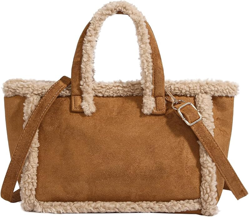 Faux Fur Shoulder Bag for Women – Vintage Chic Plush Tote Fleece Large Capacity Fashion Fuzzy H... | Amazon (US)