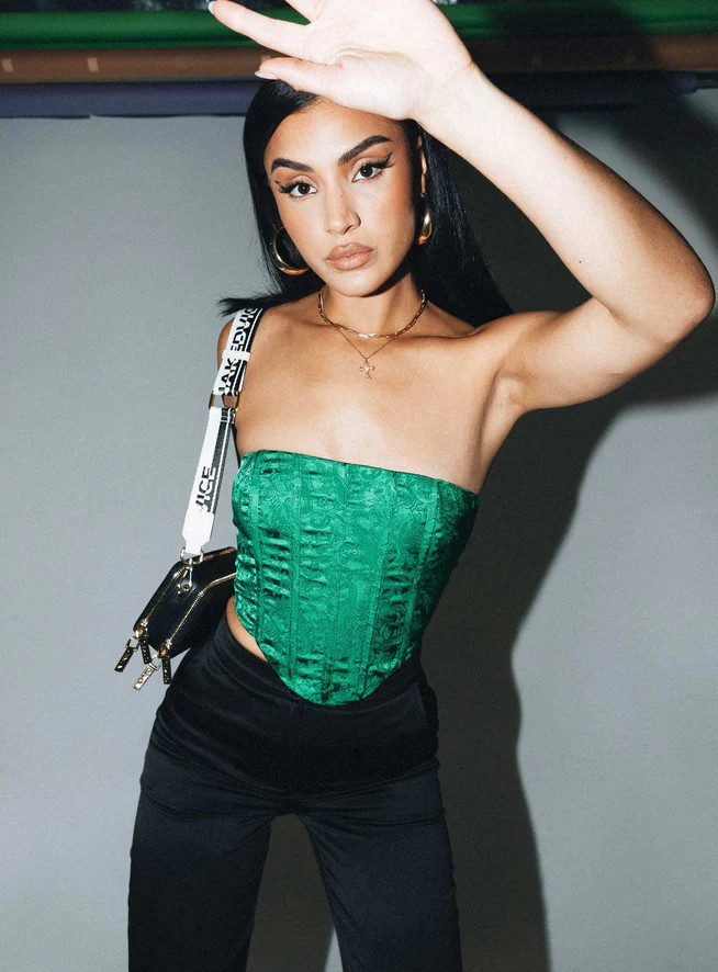 Armona Strapless Top Green | Princess Polly US