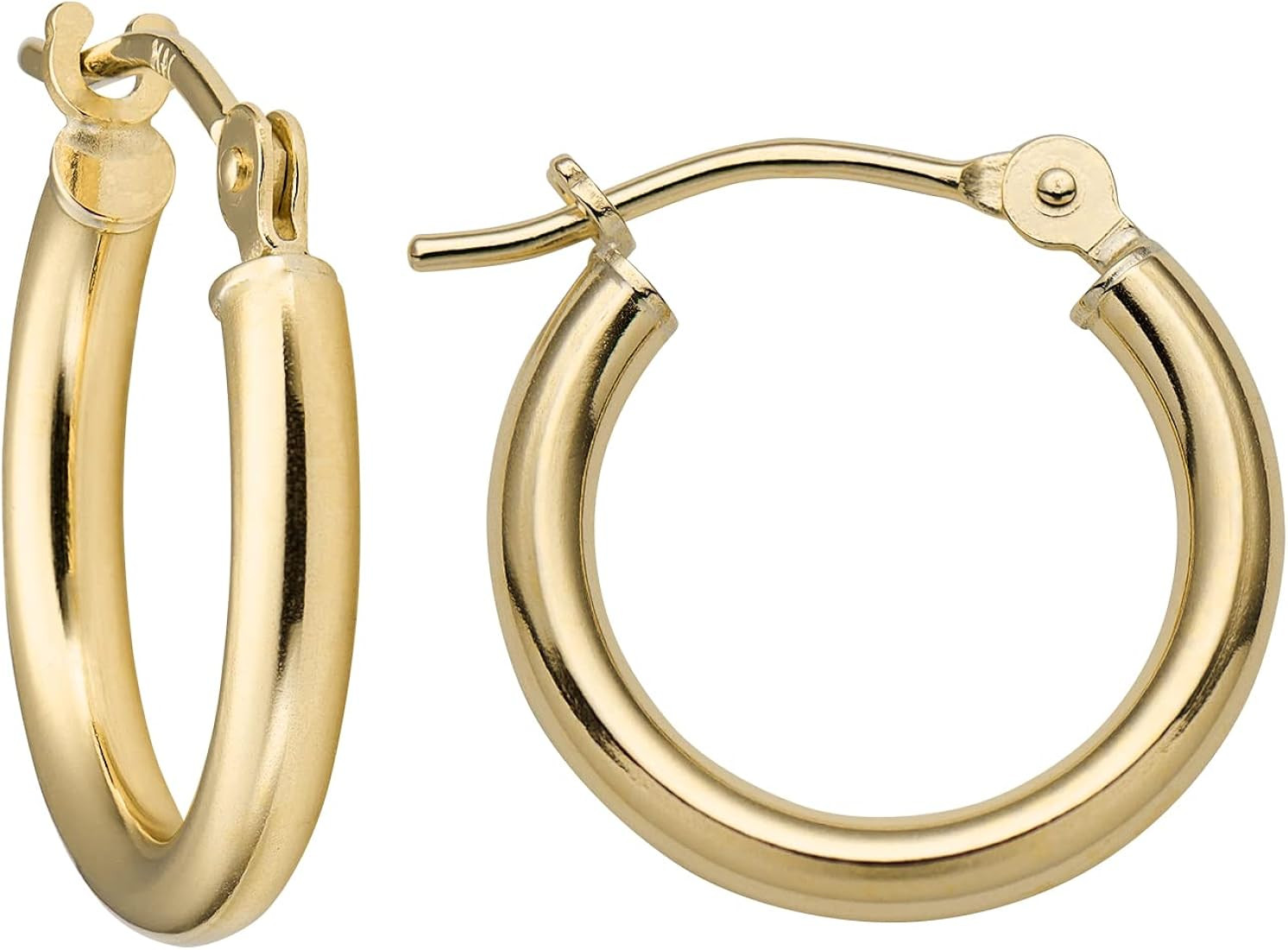14k Solid Gold Hoop Earrings For Women, 2-mm, Hypoallergenic, Round Click-Top Closure Gold Hoop E... | Amazon (US)