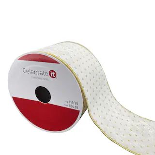 3.5" x 15ft. Velvet Dot Wired Ribbon by Celebrate It® Christmas | Michaels Stores
