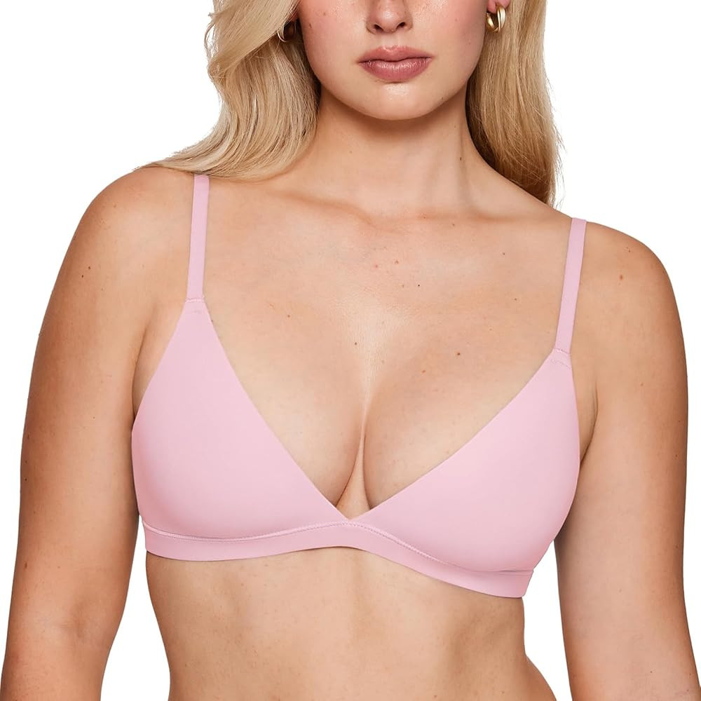 INLYRIC Women's Inbarely Triangle Bralette Plunge Unlined Seamless Bra No Underwire Sexy Comforta... | Amazon (US)