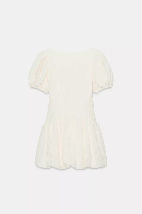 SHORT JACQUARD BALLOON DRESS | Zara UK