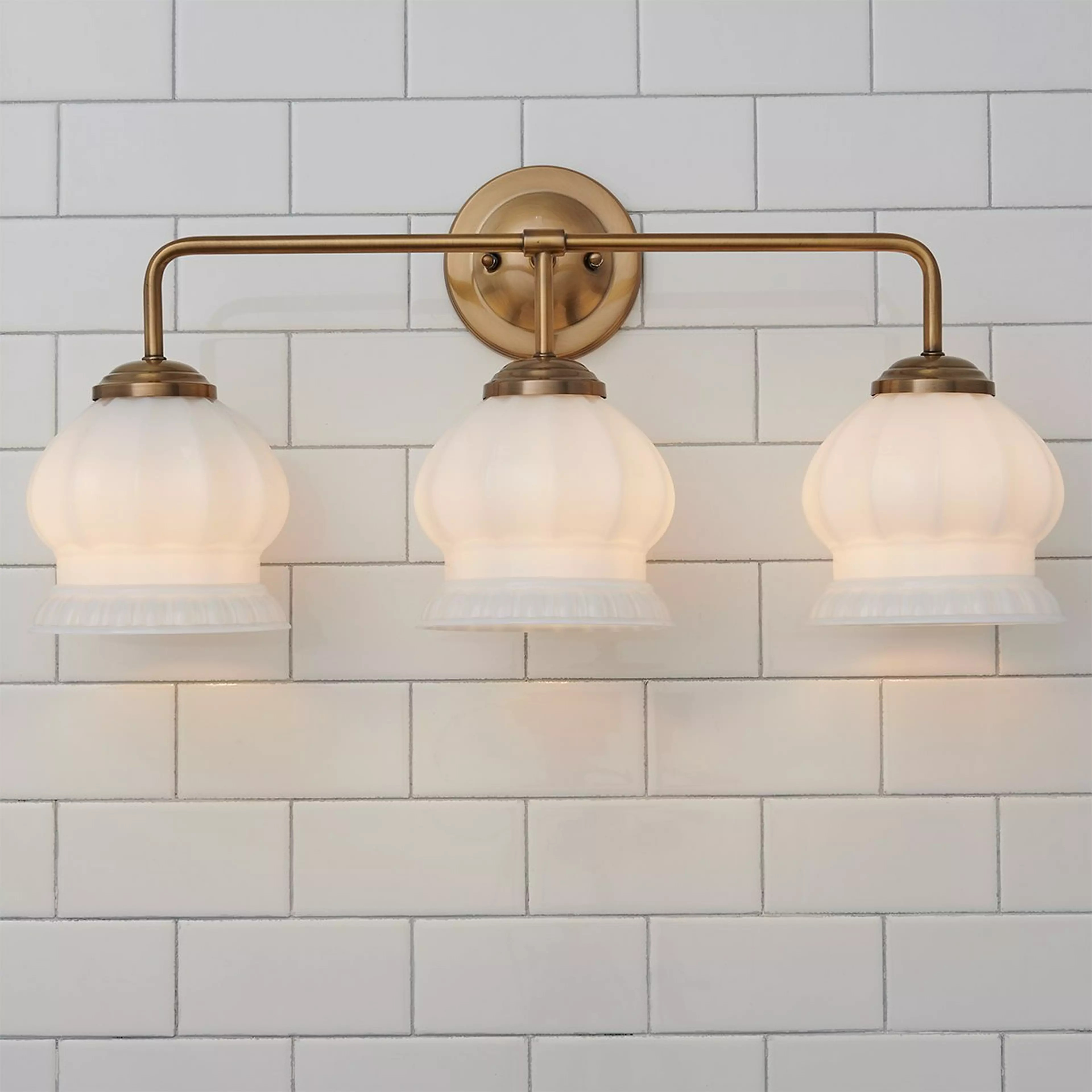 Chris Loves Julia Marlo Vanity Light - 3 Light - Milk Glass | Shades of Light