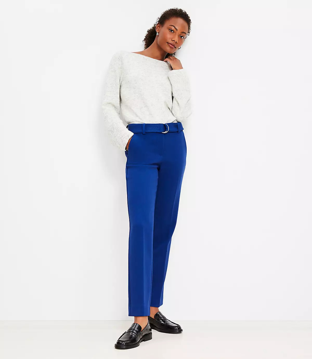 Belted Riviera Slim Pants in Doubleface | LOFT
