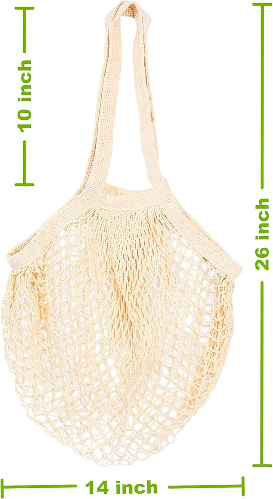 [2 Pack] Premium Mesh Grocery Bags, Reusable Produce Bags, Long Handle Net Tote Bags, 100% Cotton St | Amazon (US)