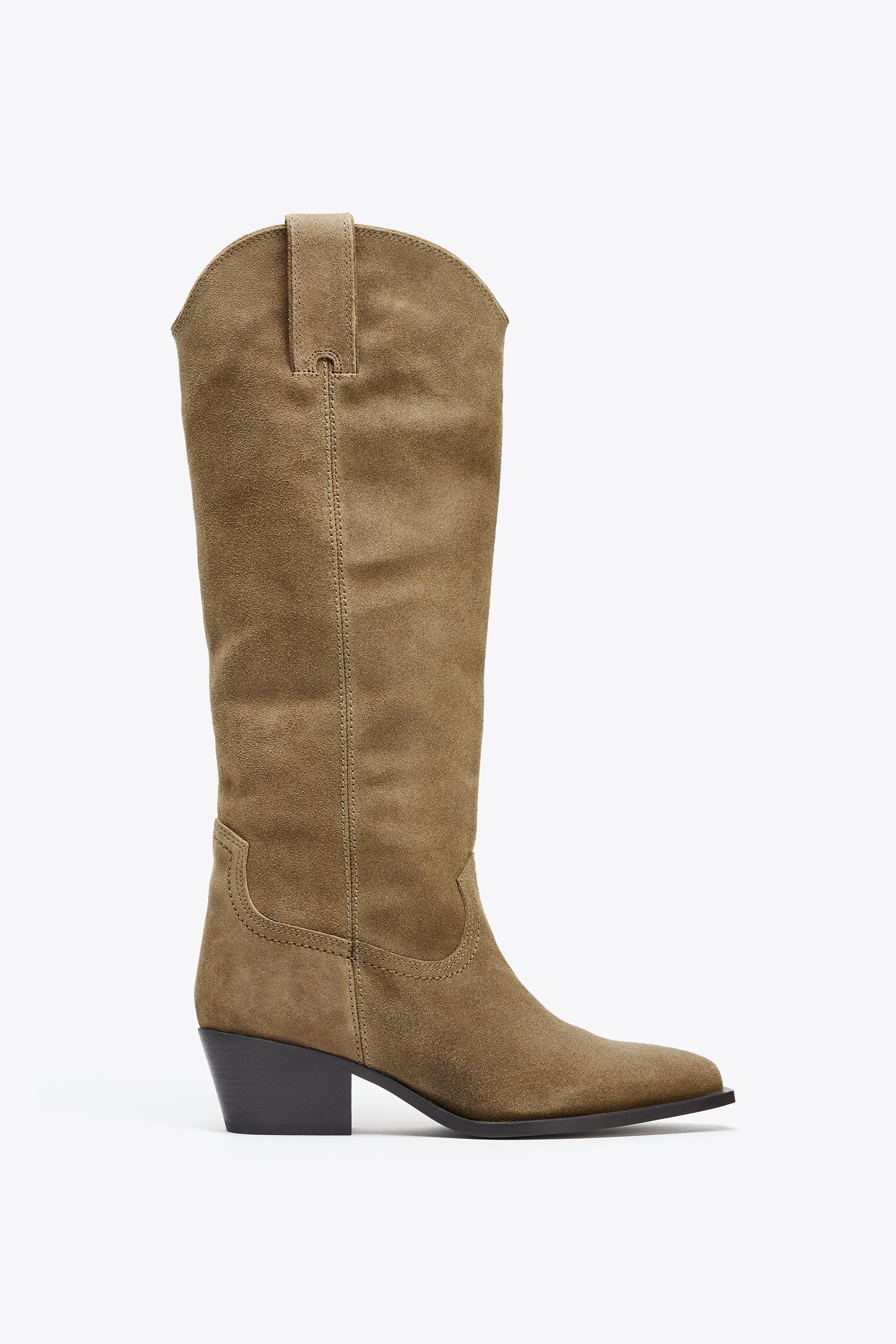SPLIT SUEDE KNEE-HIGH BOOTS | Zara US