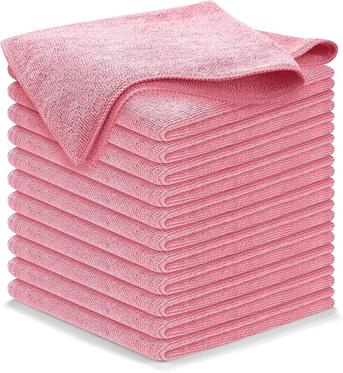 USANOOKS Microfiber Cleaning Cloth Light Pink - 12 Pcs 12.5"x12.5" - High Performance - 1200 Wash... | Amazon (US)