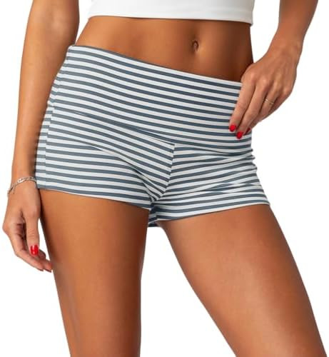 ONLYSTORY Women's Fold Over Shorts Y2K Micro Mini Shorts Elastic Waist Lounge Pajama Bottoms 2026... | Amazon (US)