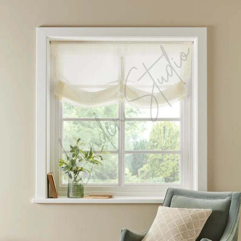 Sheer Ivory Cloud Functional Roman Shade | Polyester Window Treatment | Etsy (Global)