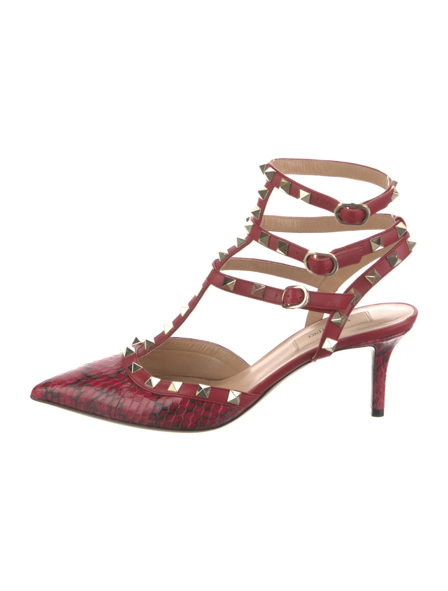 Rockstud Accents Leather T-Strap Pumps | The RealReal