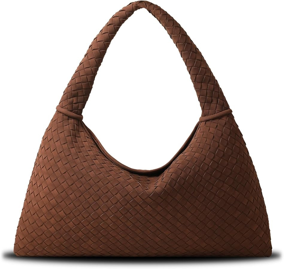 Vegan Leather Woven Tote, Vintage Suede Hobo, Suede Woven Purse, Large Leather Shoulder Bag Braid... | Amazon (US)