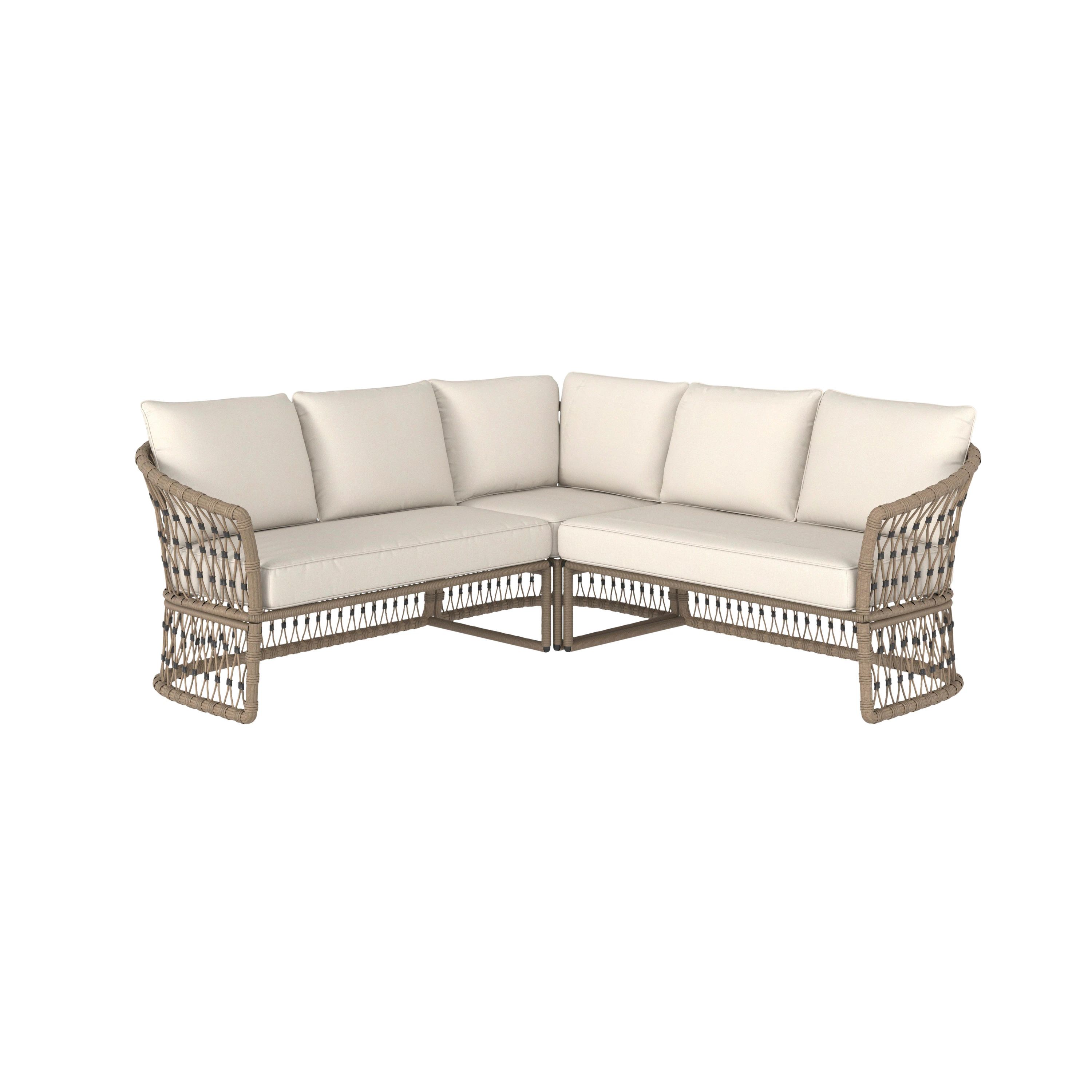Style Selections Avery station Wicker Outdoor Sectional with Off-white Cushion(S) and Steel Frame | Lowe's