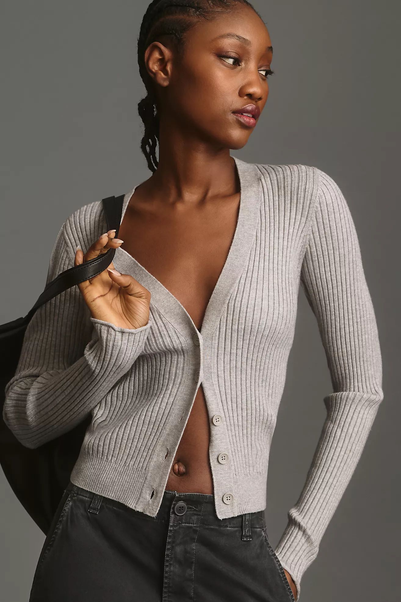 Good American Cozy Ribbed Cardigan Sweater | Anthropologie (US)