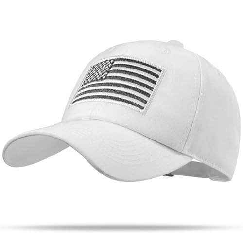 American Flag Hat, Adjustable Fit USA Baseball Cap for Men Women, Dad Hats, Outdoor Ball Caps for Casual Wear White | Amazon (US)