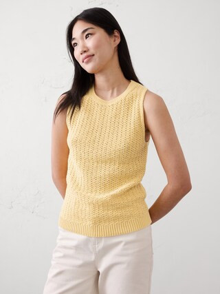 Cotton-Blend Textured Sweater Tank | Banana Republic Factory