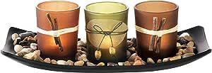 Dawhud Direct Votive Candle Holder, Vintage Decor Flameless Natural Candlescape Set, 3 LED Tea Li... | Amazon (US)