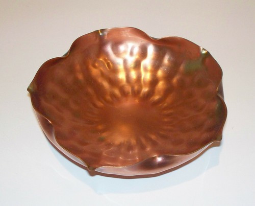 Vintage Scalloped Gregorian Solid Copper Crimped Bowl Mid Century Flower Design | eBay US