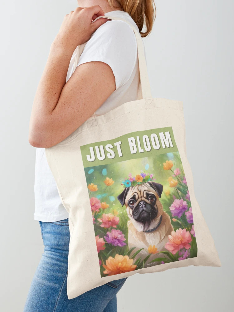 Spring Fawn Pug - Just Bloom Tote Bag | Redbubble (US)