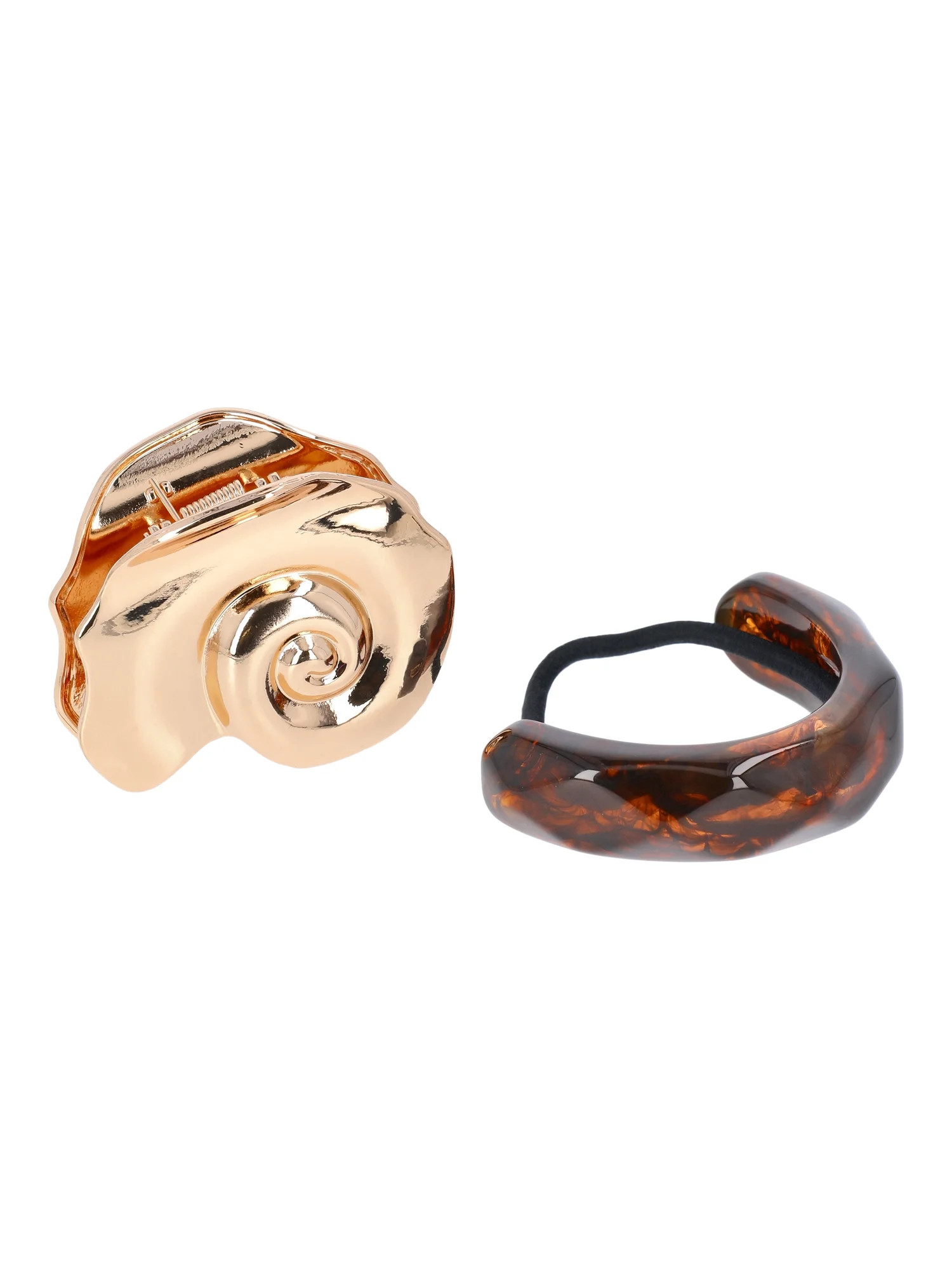 Time and Tru Women's Shell Claw Clip and Hair Cuff Set, 2-Piece | Walmart (US)