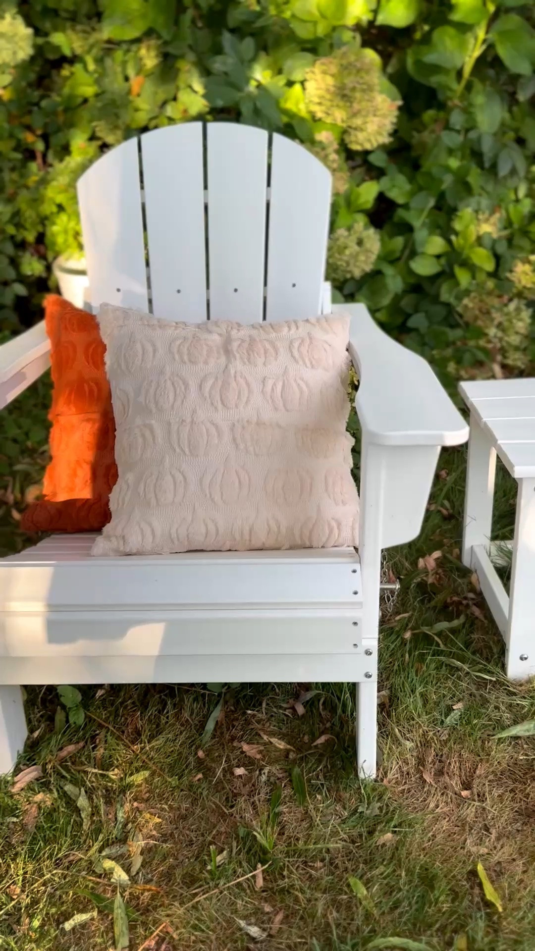 #ad My trusty white foldable Adirondack chairs are perfection! They are easy to store in the winter months and I love that I can move them around my yard! They are available in many different colors. These chic fall pillows with pumpkins are a must for autumn and Halloween! 🎃 #wayfair #wayfairpartner

#LTKdayinmylife #LTKSeasonal #LTKHome