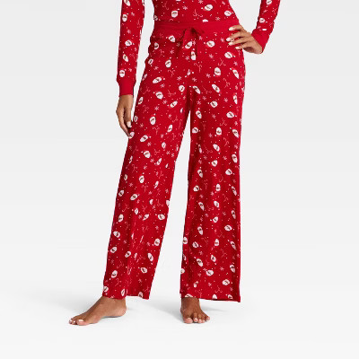 Women's Santa Print Ribbed Holiday Matching Family Pajama Pants - Wondershop™ Red | Target