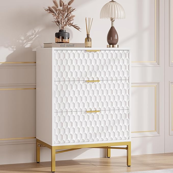 3 Drawer Dresser for Bedroom, Modern Nightstand with Wide Top, Chest of Drawers with Deep Drawers... | Amazon (US)