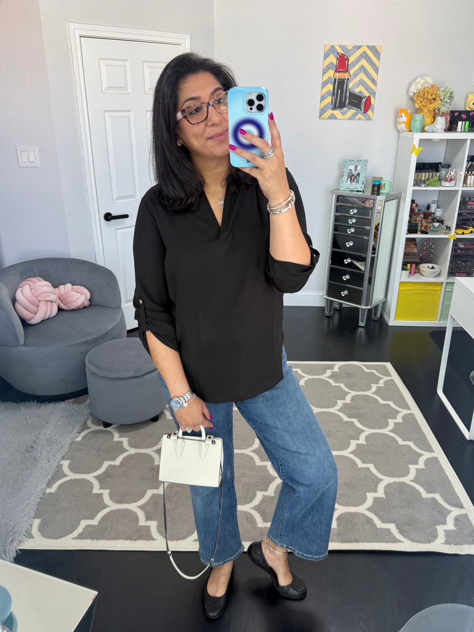 You can’t go wrong with the timeless combo of jeans and a sleek black top 🖤! I'm absolutely loving how this look is elevated with the Strathberry nano tote (currently on sale) and chic Tory Burch flats. It’s the perfect blend of stylish and sophisticated 🙌🏼! What do you think?

#LTKOver40 #LTKSaleAlert #LTKStyleTip