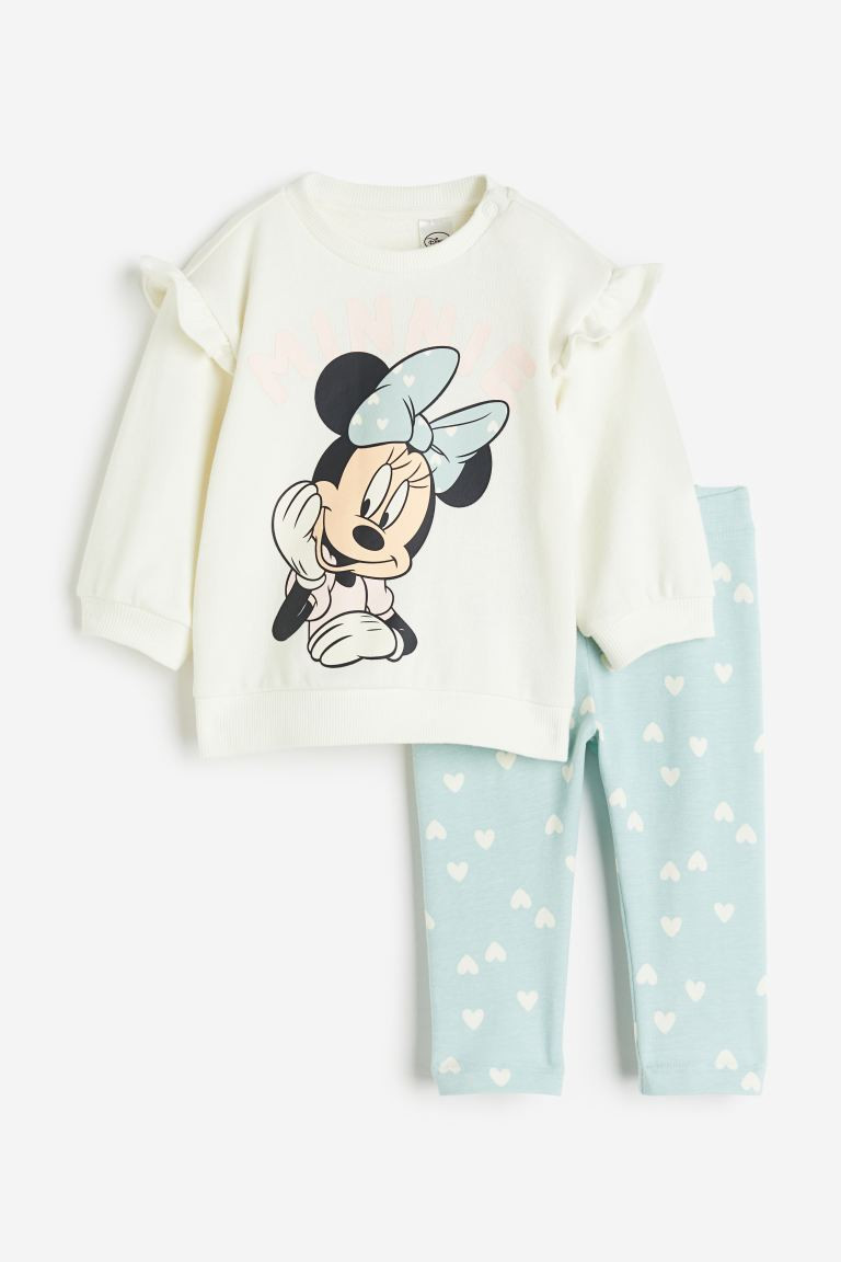 2-piece Printed Cotton Set - White/Minnie Mouse - Kids | H&M US | H&M (US + CA)
