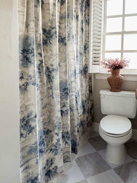Amazing how changing out your shower curtain can completely change the whole bathroom! 

Jack n’ Jill bathroom, blue toile shower curtain, rattan vase, faux stem, Floorpops 

#LTKhome #LTKstyletip #LTKSeasonal