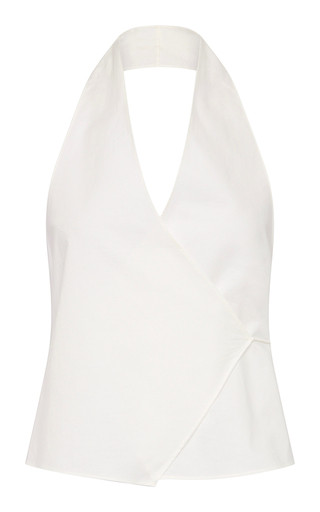 Cotton Oxford Wrap Halter Top | Moda Operandi (Global)