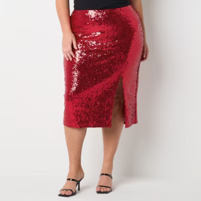 Premier Amour Sequin Womens Midi Pencil Skirt-Plus | JCPenney