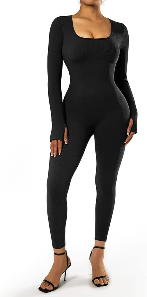 SUUKSESS Women Ribbed One Piece Jumpsuits Yoga Short Sleeve Workout Jumpsuits | Amazon (US)