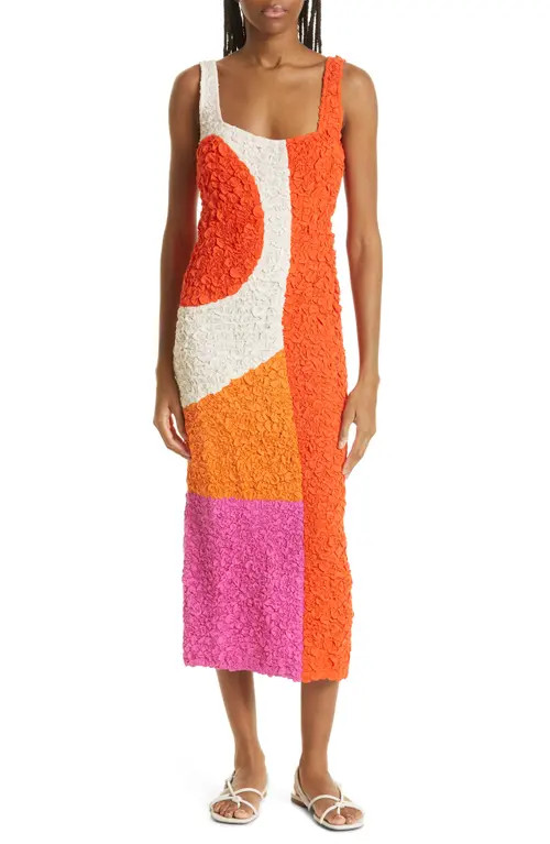 Mara Hoffman Sloan Textured Tank Midi Dress in Red Multi at Nordstrom, Size X-Large | Nordstrom