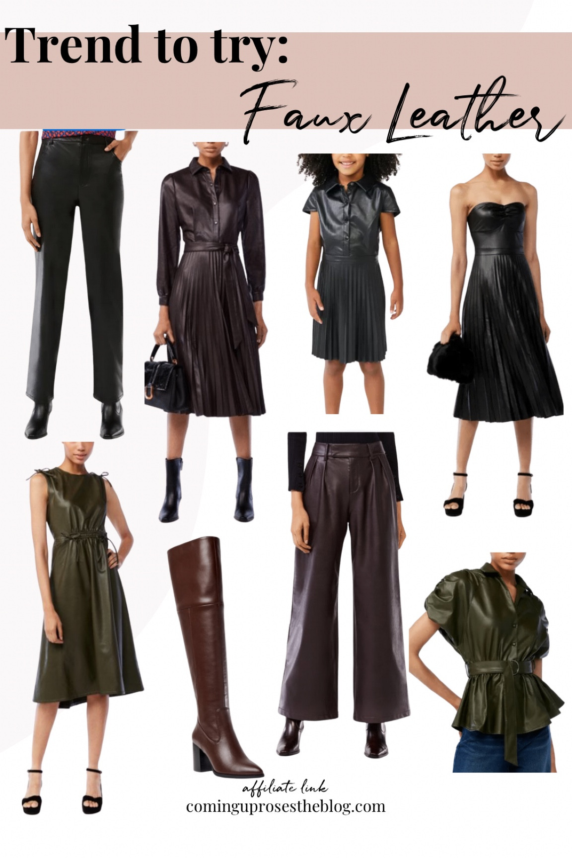 Trend to try: faux leather finds from Walmart! Faux leather dresses // faux leather pants // burgundy faux leather // faux leather peplum top // pleated faux leather dress

#LTKSeasonal #LTKstyletip #LTKunder100