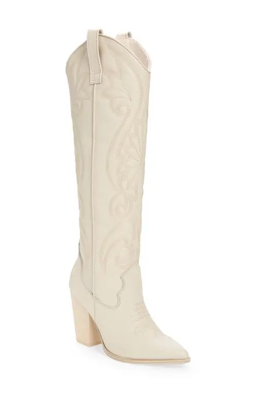 Steve Madden Lasso Knee High Western Boot in Bone Leather at Nordstrom, Size 11 | Nordstrom
