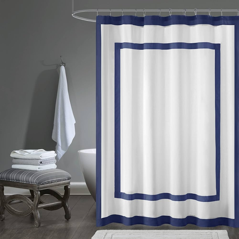 Madison Park Greyson Shower Curtain, Pieced Border Design, Modern Bathroom Décor, Machine Washab... | Amazon (US)