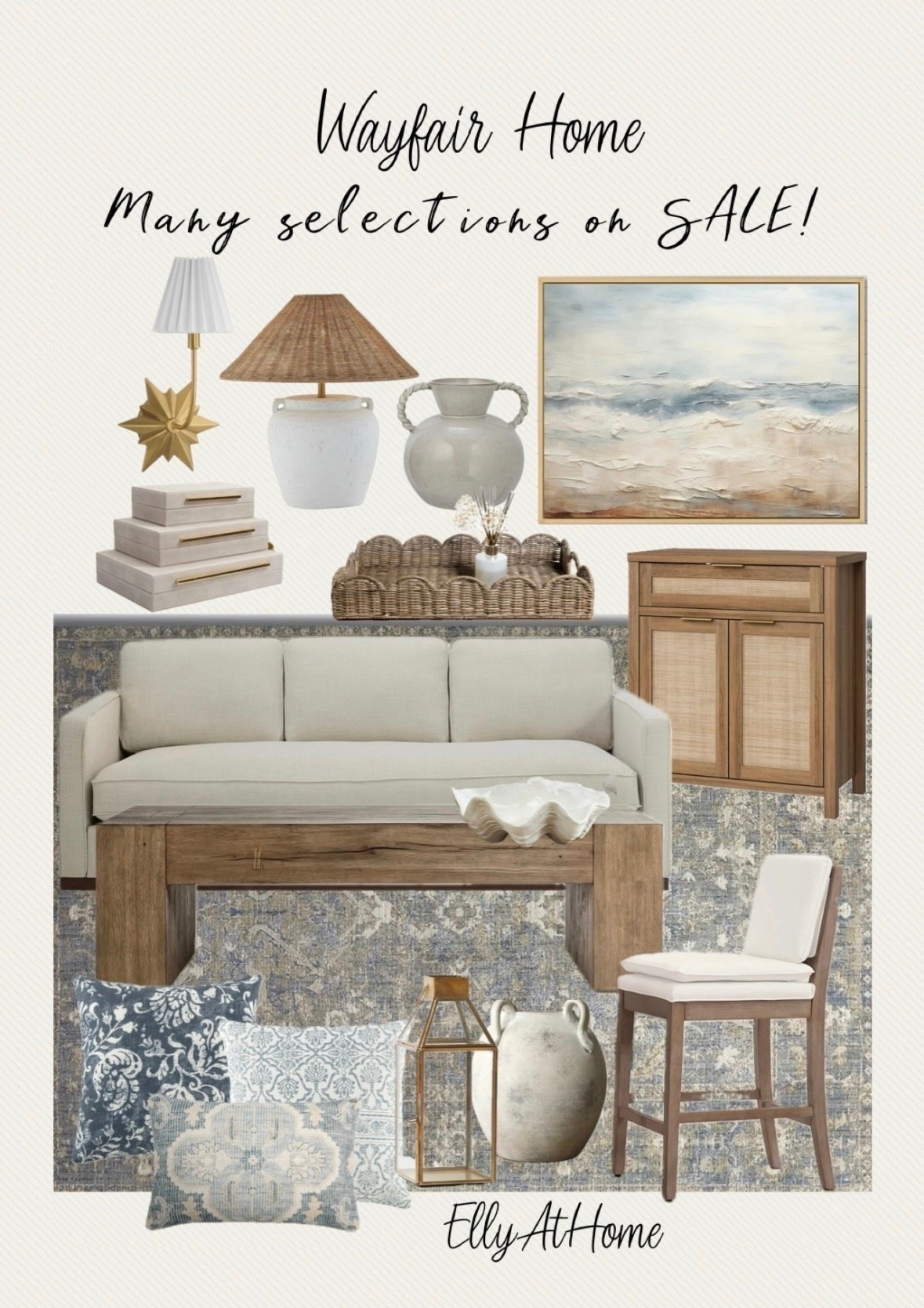 Wayfair home styling, many selections on sales! Shop area rug, sofas, kitchen stool, sconce, artwork, coffee table, lighting and more home decor accessories. Free shipping. @Wayfair  #wayfaircreator #wayfair
