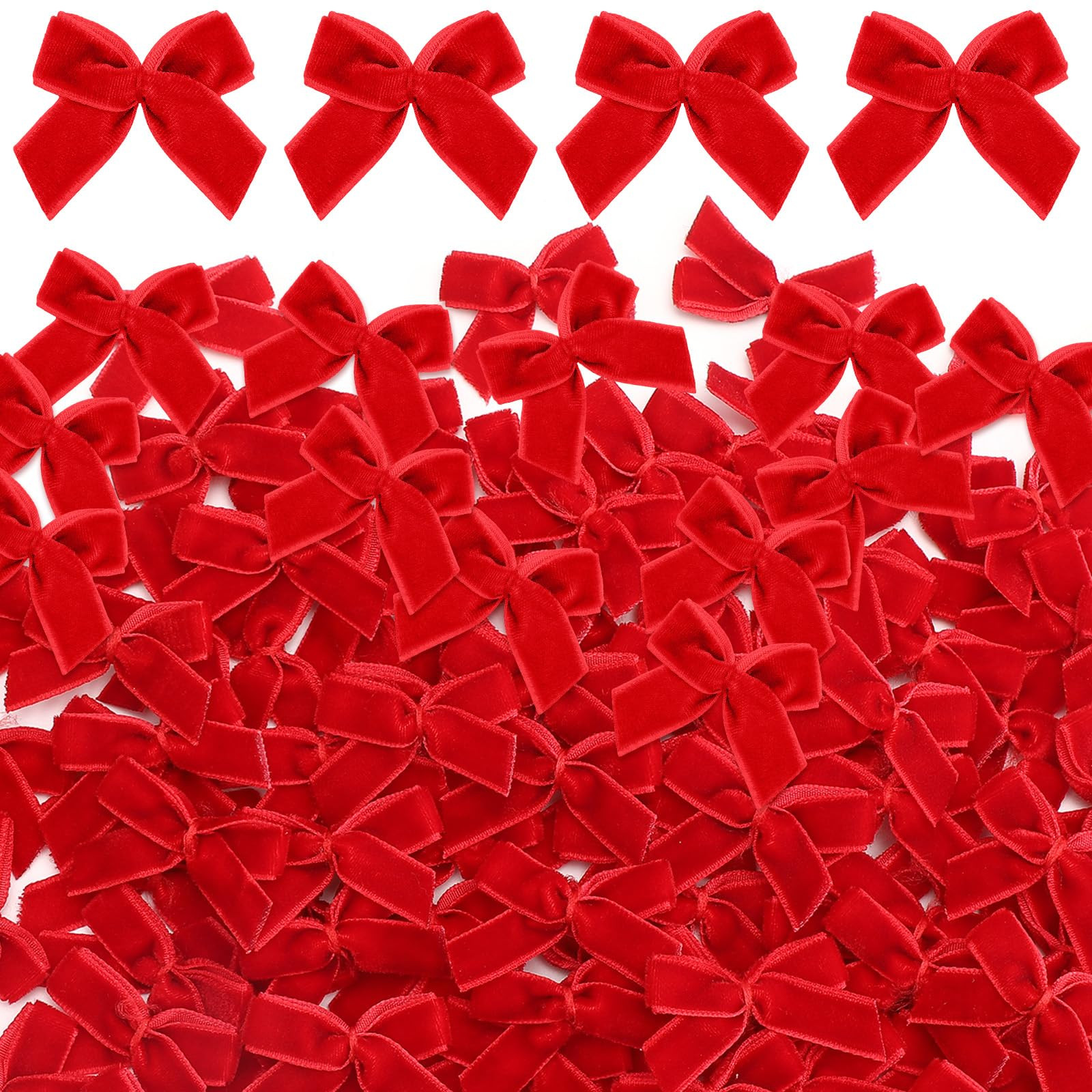 Waydress 120 Pcs Tiny Mini Christmas Velvet Bows for Crafts Xmas Twist Tie Bows Ribbon Bowknot Ch... | Amazon (US)