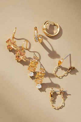 Birthstone Huggie Earrings, Set of 4 | Anthropologie (US)