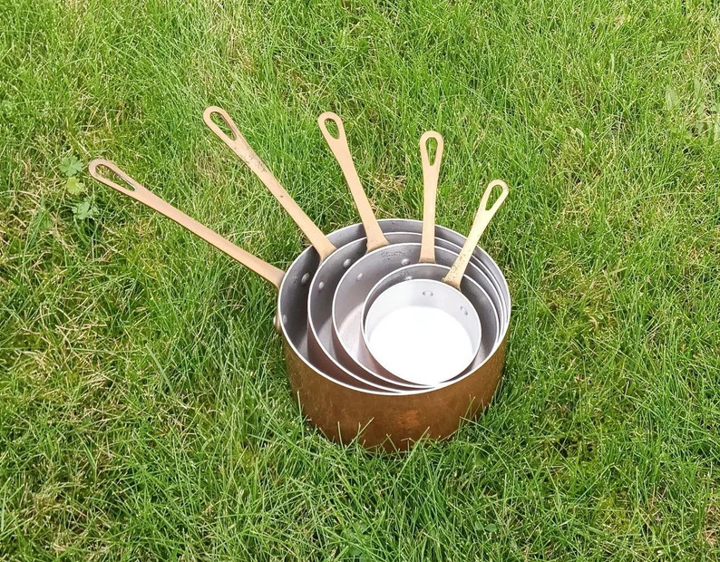 Vintage Copper Pots, Set of 5 Antique Cooking Pots Copper, Copper Pan, Mid Century, Copper Utensi... | Etsy (US)