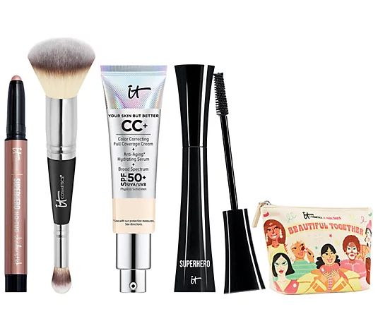 IT Cosmetics CC Cream SPF 50 & Superhero Eye 4-Pc Collection w/ Makeup Bag - QVC.com | QVC