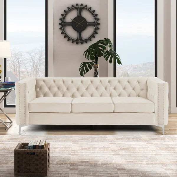 Cuddington 85'' Velvet Square Arm Sofa | Wayfair North America