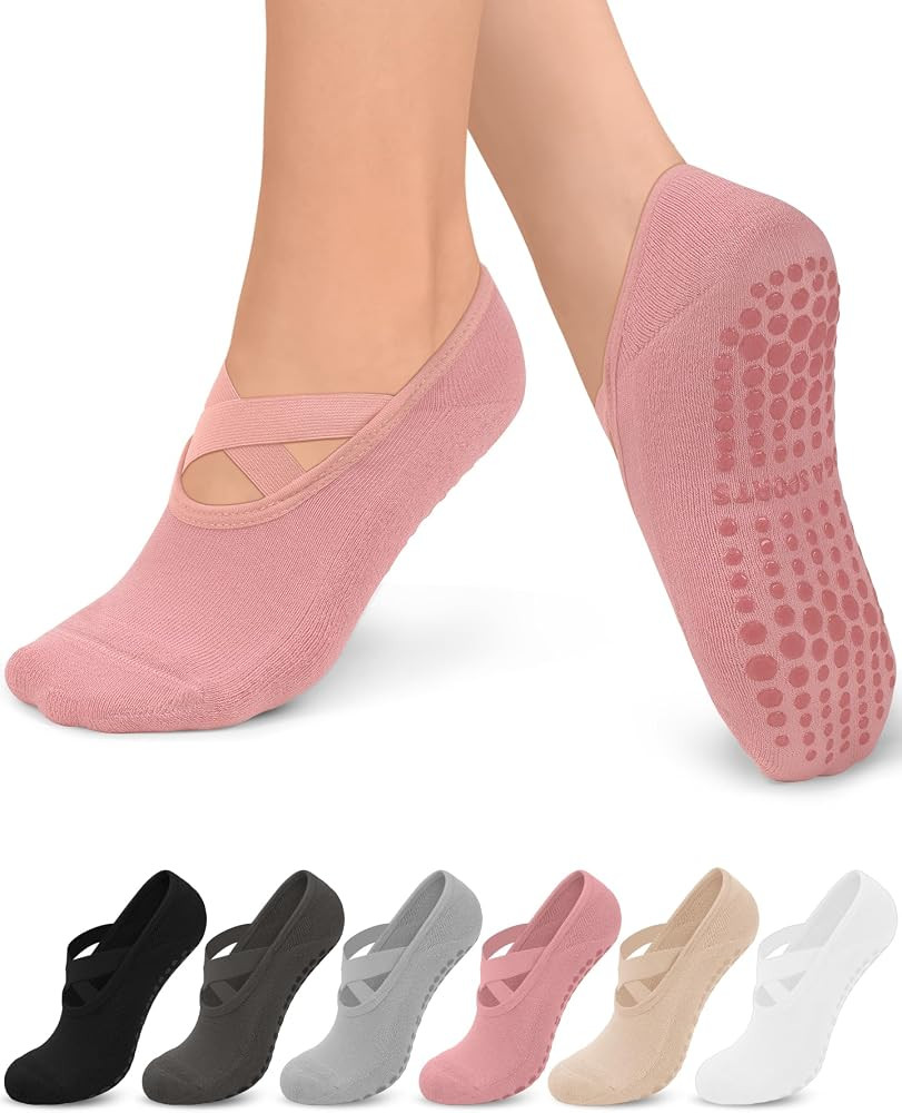 Aoliks Pilates Socks 6 Pairs, Yoga Socks Non Slip Sock | Amazon (US)