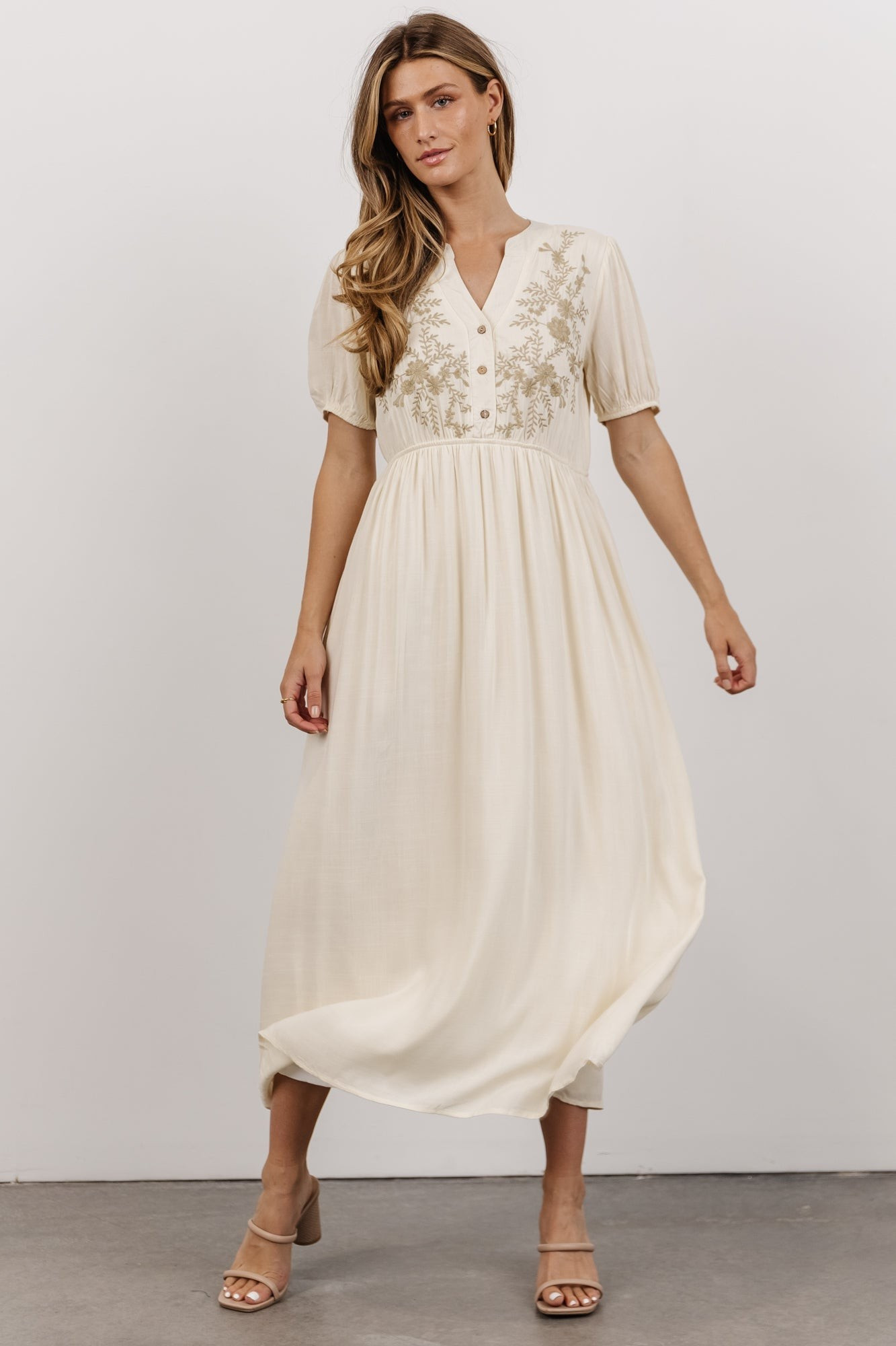 Maven Embroidered Midi Dress | Vintage Cream | Baltic Born