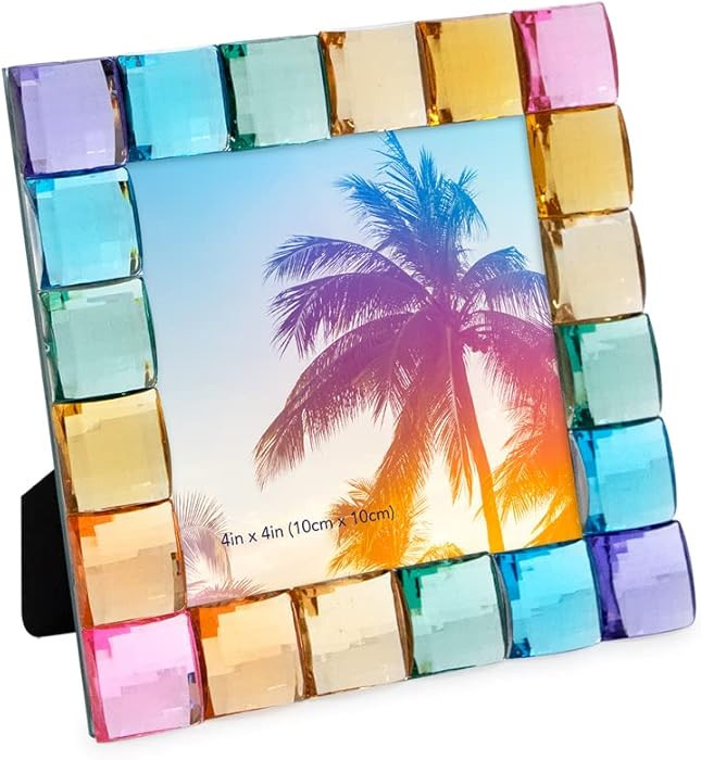 Isaac Jacobs Decorative Sparkling Jewel Picture Frame, Photo Display & Home Décor (4x4, Rainbow) | Amazon (US)