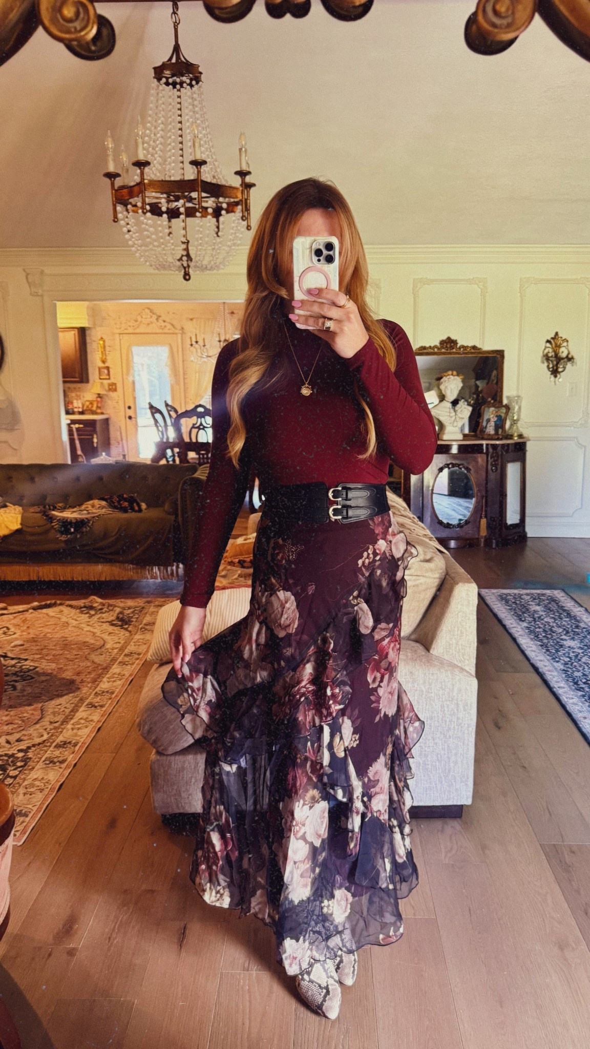 Take a maxi dress and throw a skirt over it with a belt to change up the look! 🖤🥀

#LTKHoliday #LTKOver40 #LTKSeasonal