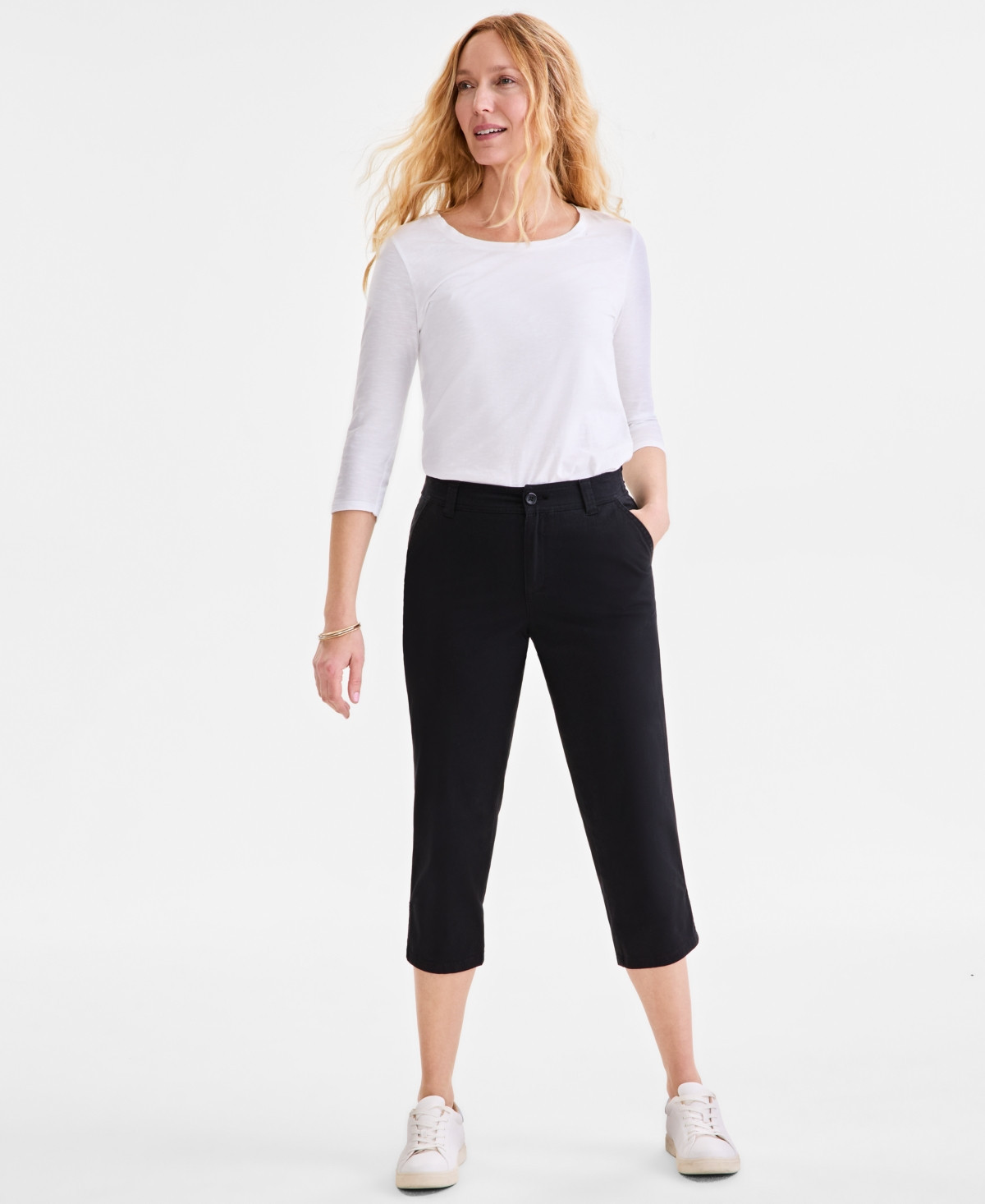 Style & Co Petite Mid-Rise Comfort Waist Capri Pants, Exclusively at Macy's - Deep Black | Macy's