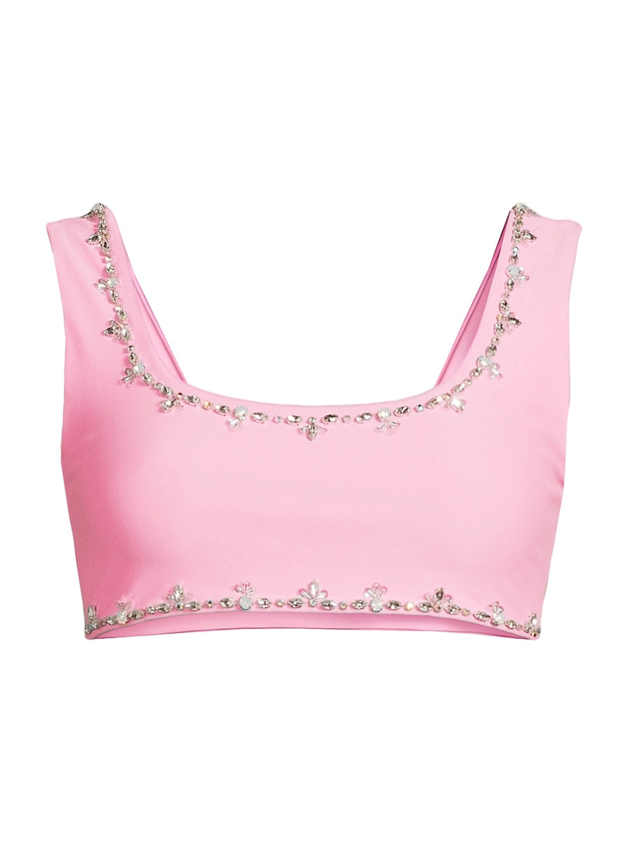 Women's Aaliyah Embellished Bikini Top - Pink - Size Medium | Saks Fifth Avenue