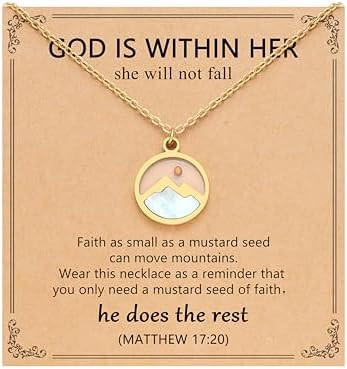 Silver/Gold Moving Mountains-Mustard Seed Faith Necklace for Women Teens | Amazon (US)